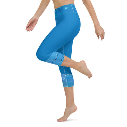 Yoga Capri Leggings - Aqua Marine