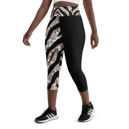Yoga Capri Leggings - Black Jazz