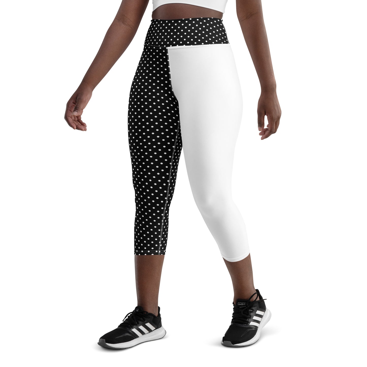 Yoga Capri Leggings - White Dots
