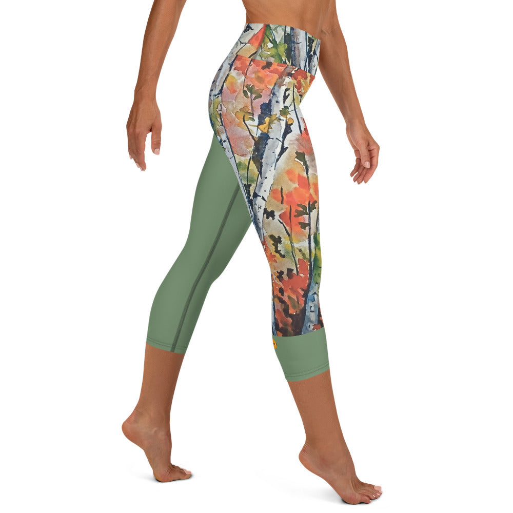 Yoga Capri Leggings - Mint Leaves