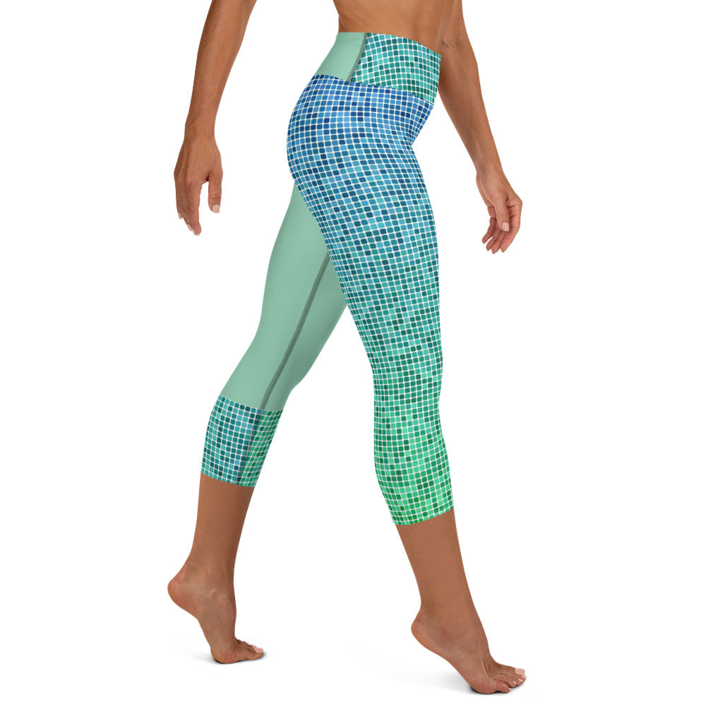 Yoga Capri Leggings - Mint Blues