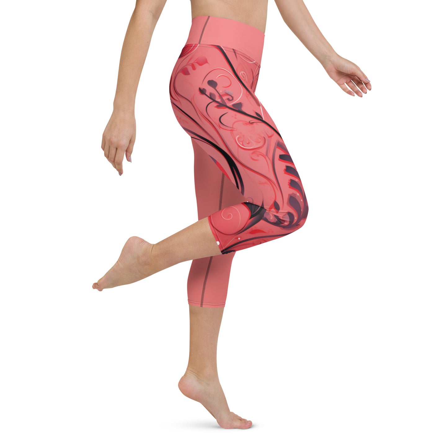 Yoga Capri Leggings - Pink Maze