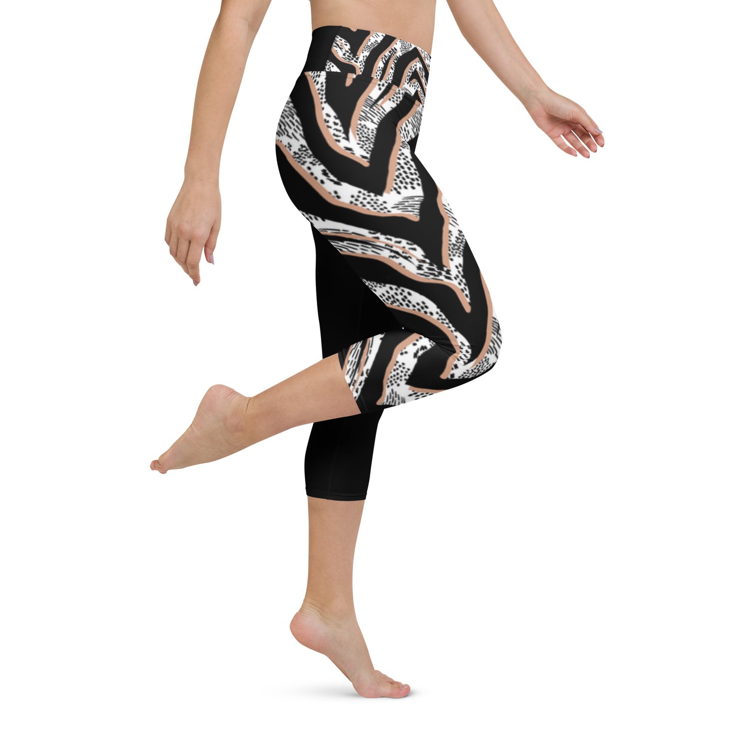 Yoga Capri Leggings - Black Jazz