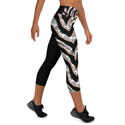 Yoga Capri Leggings - Black Jazz
