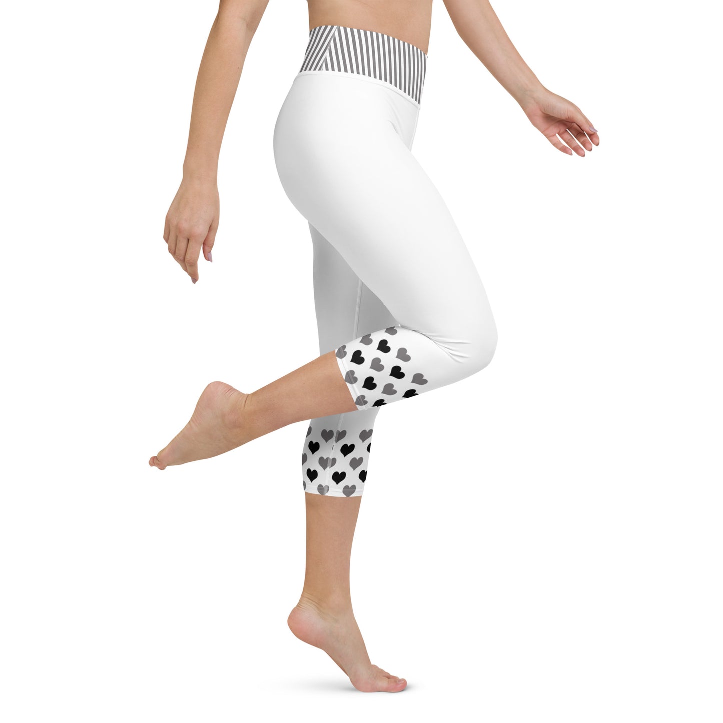 Yoga Capri Leggings - Heart Ribbons