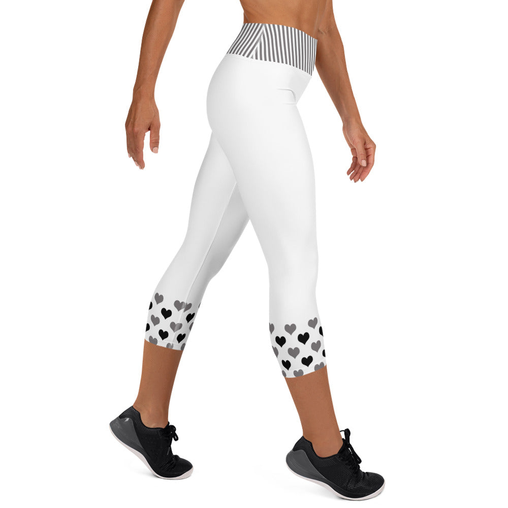 Yoga Capri Leggings - Heart Ribbons