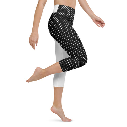 Yoga Capri Leggings - White Dots
