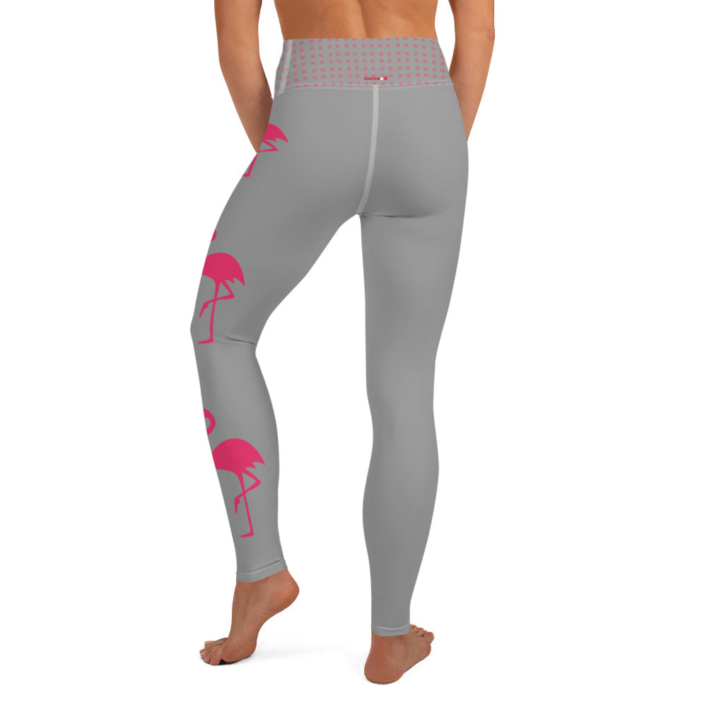 Yoga Leggings - Grey Flamingo