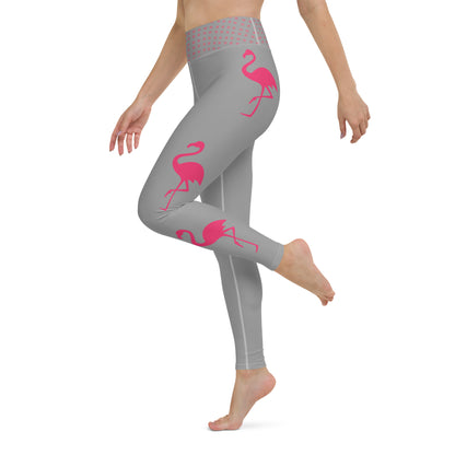 Yoga Leggings - Grey Flamingo