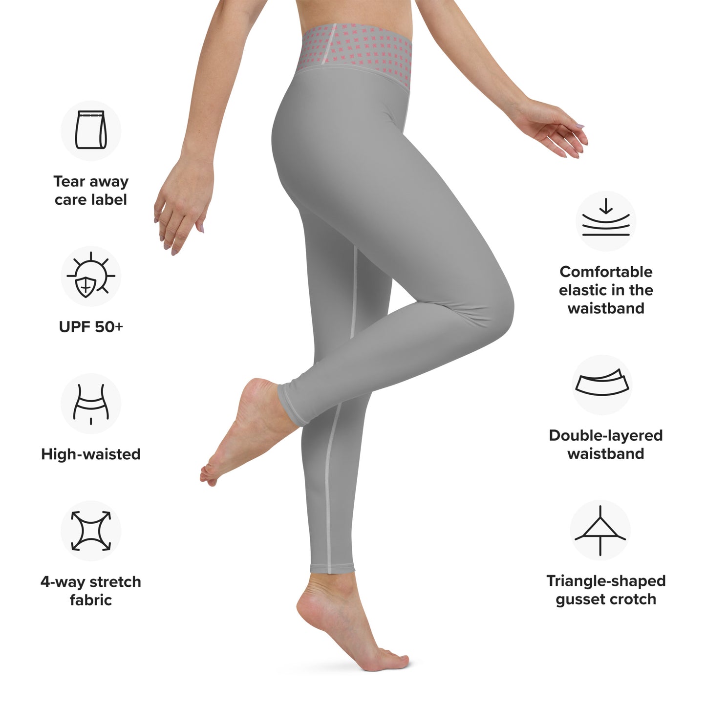 Yoga Leggings - Grey Flamingo