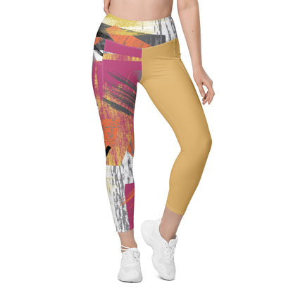 Leggings with pockets - Paint Splash Gold