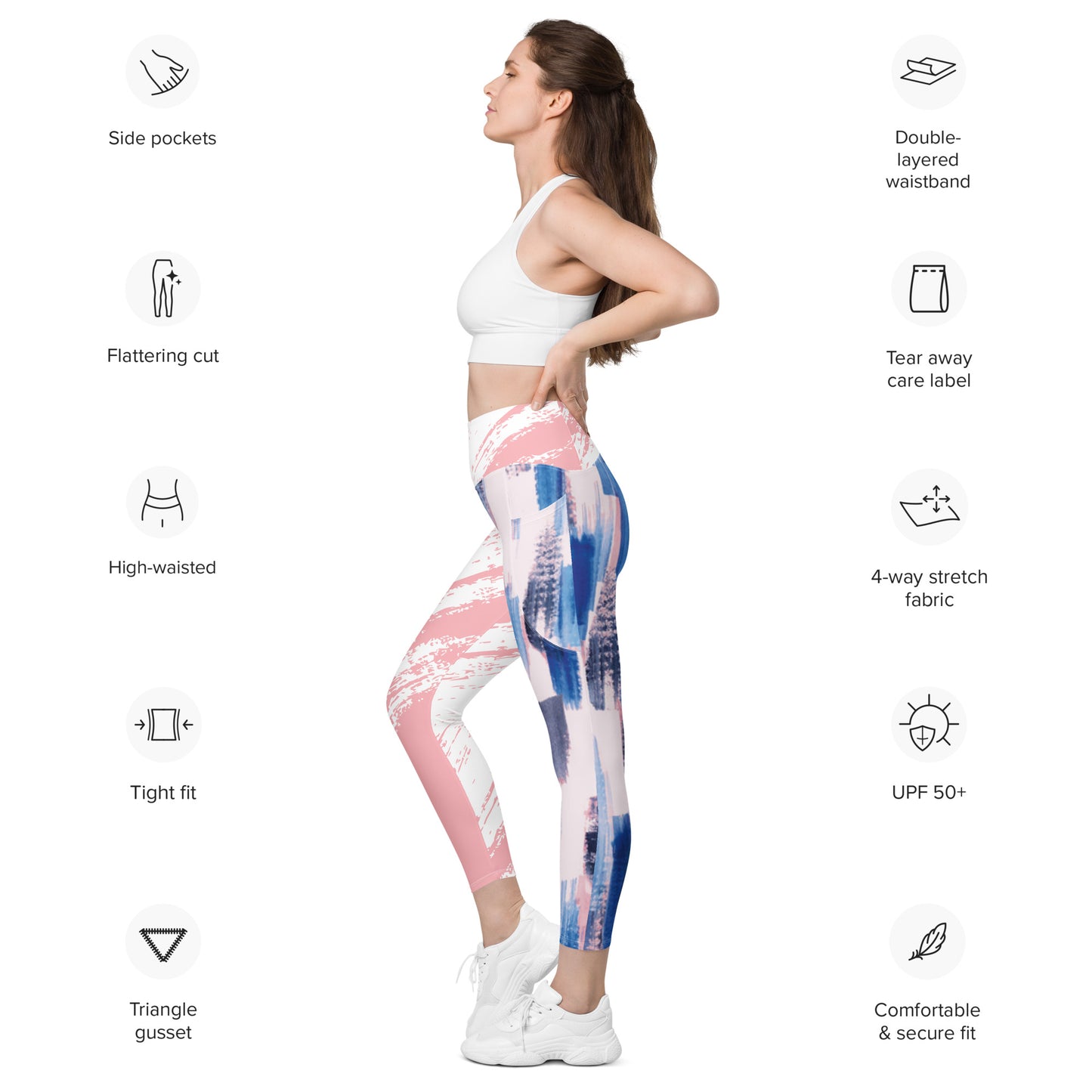 Leggings with pockets- Pink Splash