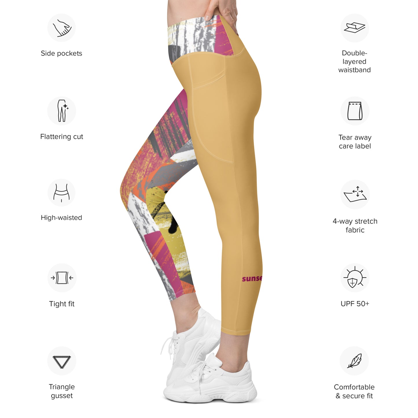 Leggings with pockets - Paint Splash Gold