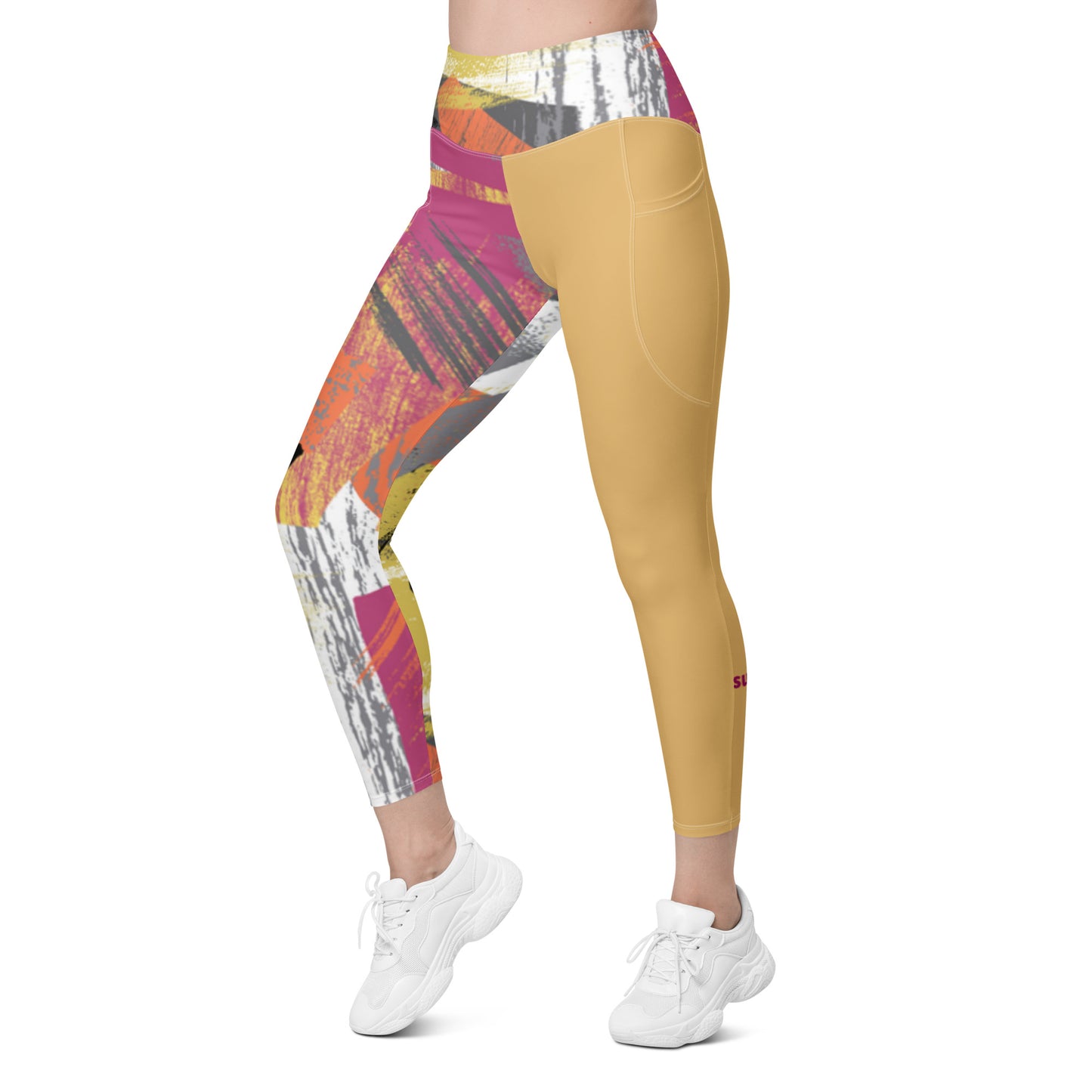 Leggings with pockets - Paint Splash Gold