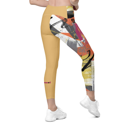 Leggings with pockets - Paint Splash Gold