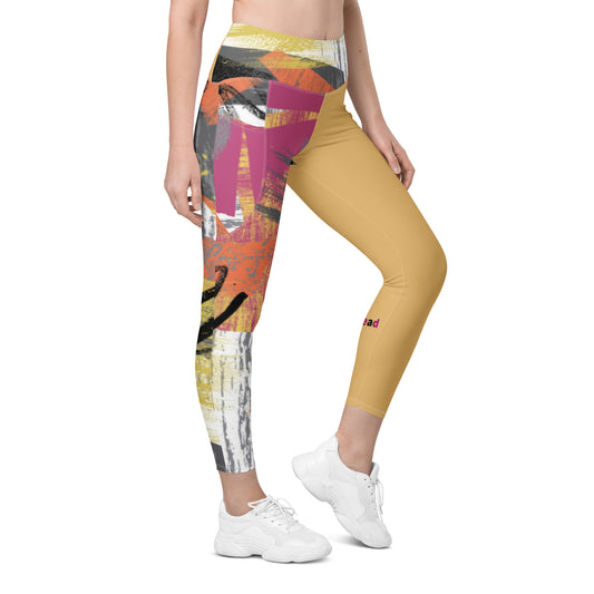 Leggings with pockets - Paint Splash Gold