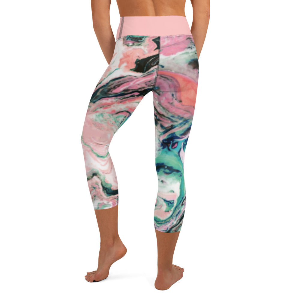 Yoga Capri Leggings Marbleized Pink