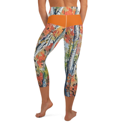 Yoga Capri Leggings - Fall Aspens
