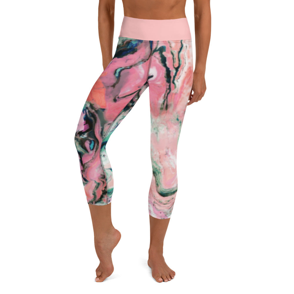 Yoga Capri Leggings Marbleized Pink