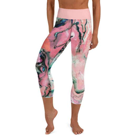 Yoga Capri Leggings Marbleized Pink