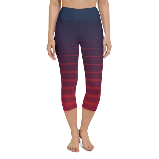 Yoga Capri Leggings - Navy Ribbons
