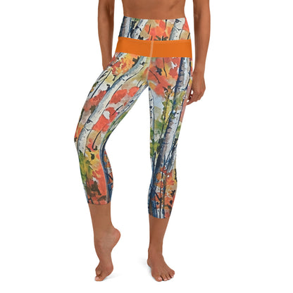 Yoga Capri Leggings - Fall Aspens