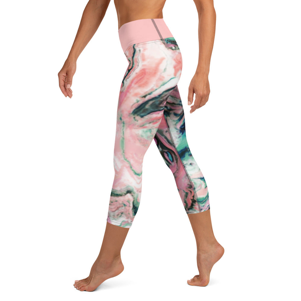 Yoga Capri Leggings Marbleized Pink
