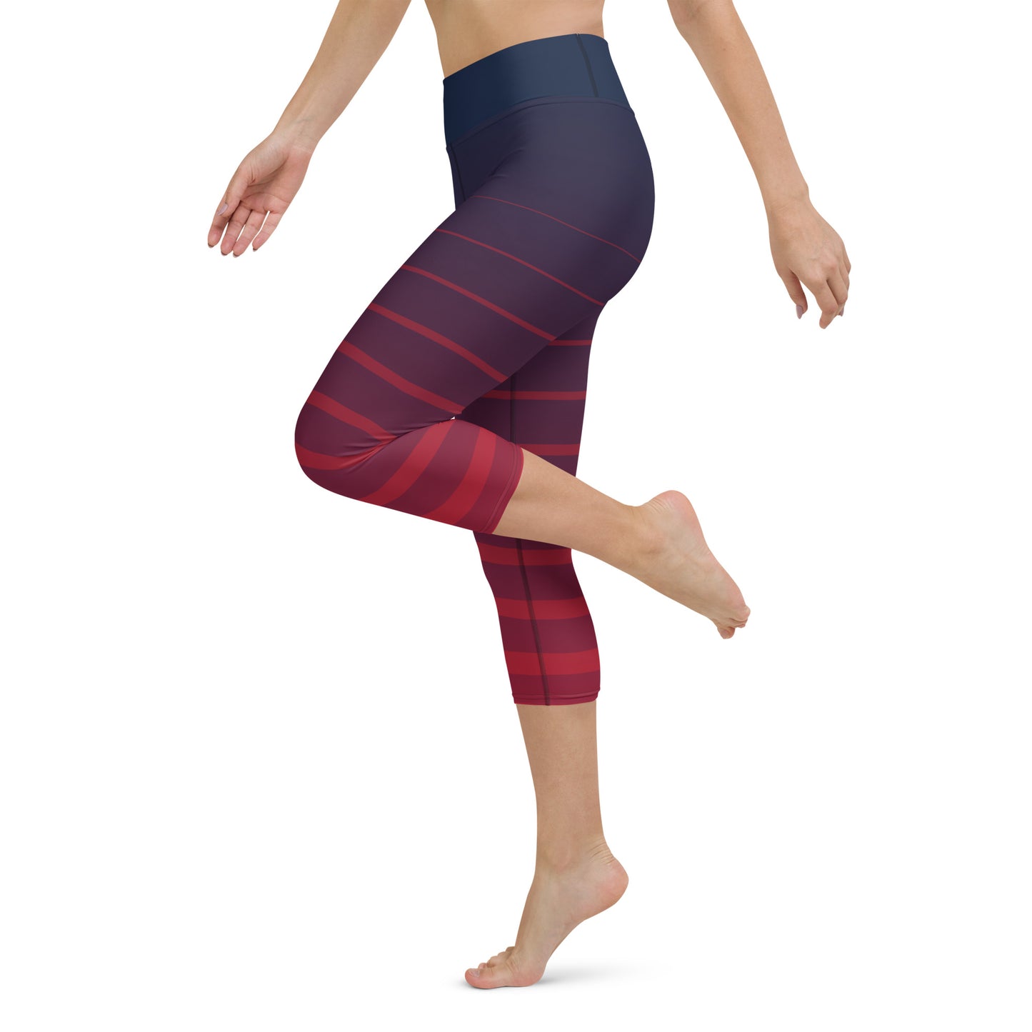 Yoga Capri Leggings - Navy Ribbons