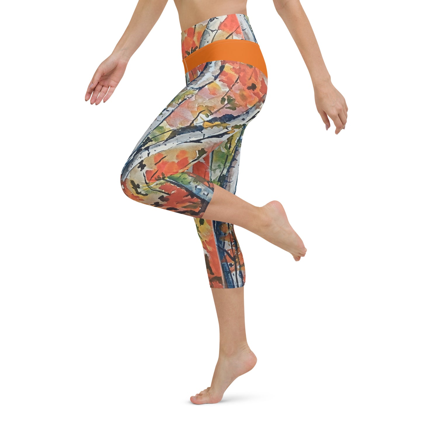 Yoga Capri Leggings - Fall Aspens