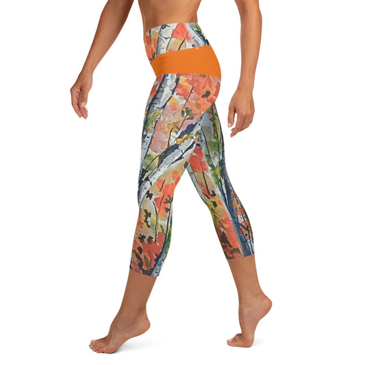 Yoga Capri Leggings - Fall Aspens