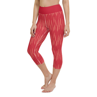 Yoga Capri Leggings - Red Ribbons