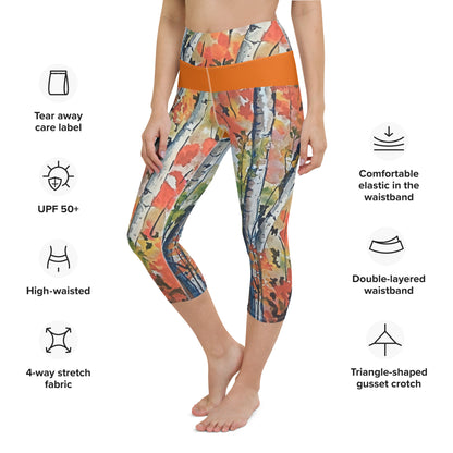 Yoga Capri Leggings - Fall Aspens