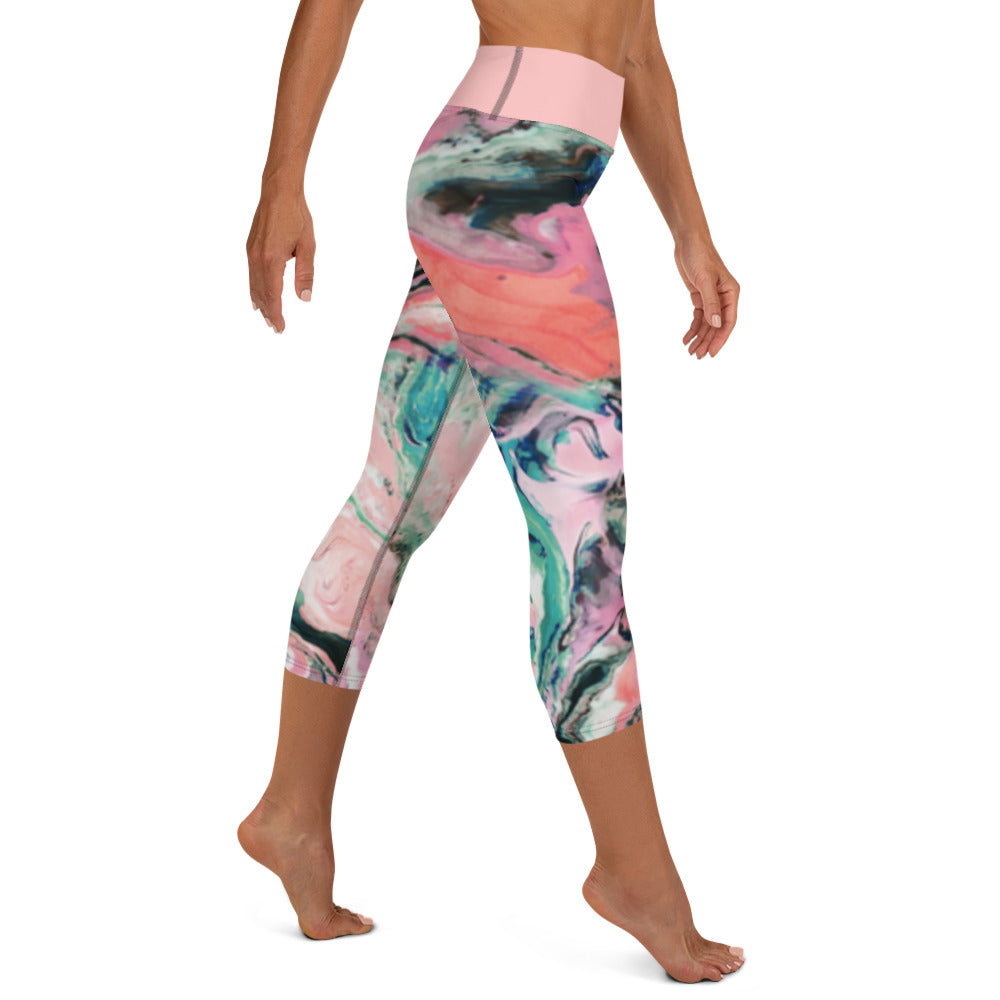 Yoga Capri Leggings Marbleized Pink