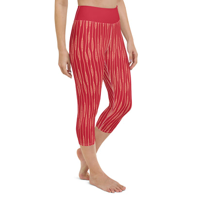 Yoga Capri Leggings - Red Ribbons